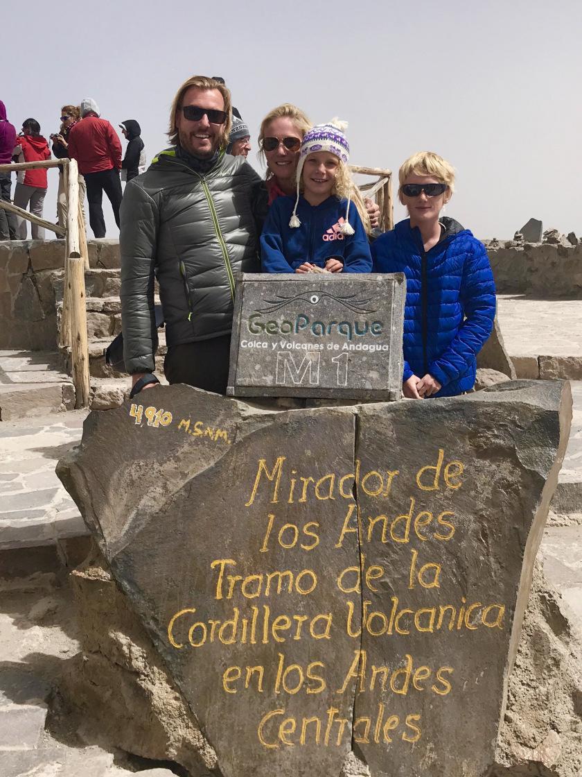 Belgian family at the top of the Andes Mountain range in Peru