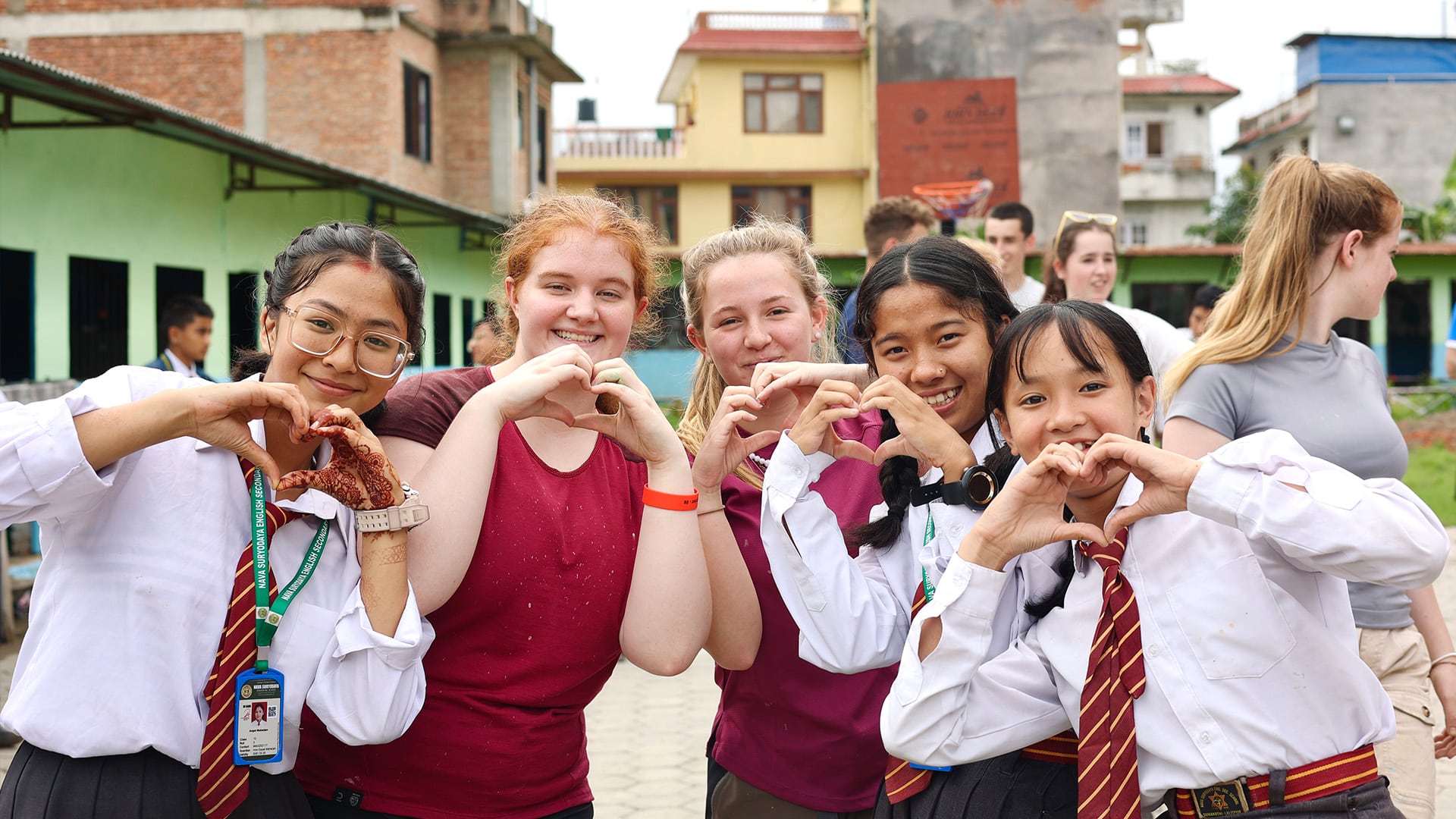 Volunteers and Children in Nepal