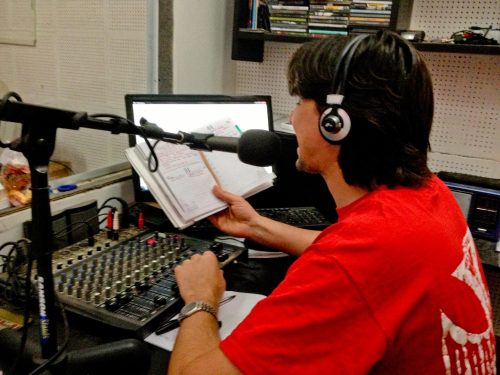 A Journalism intern in Argentina works at a radio station.