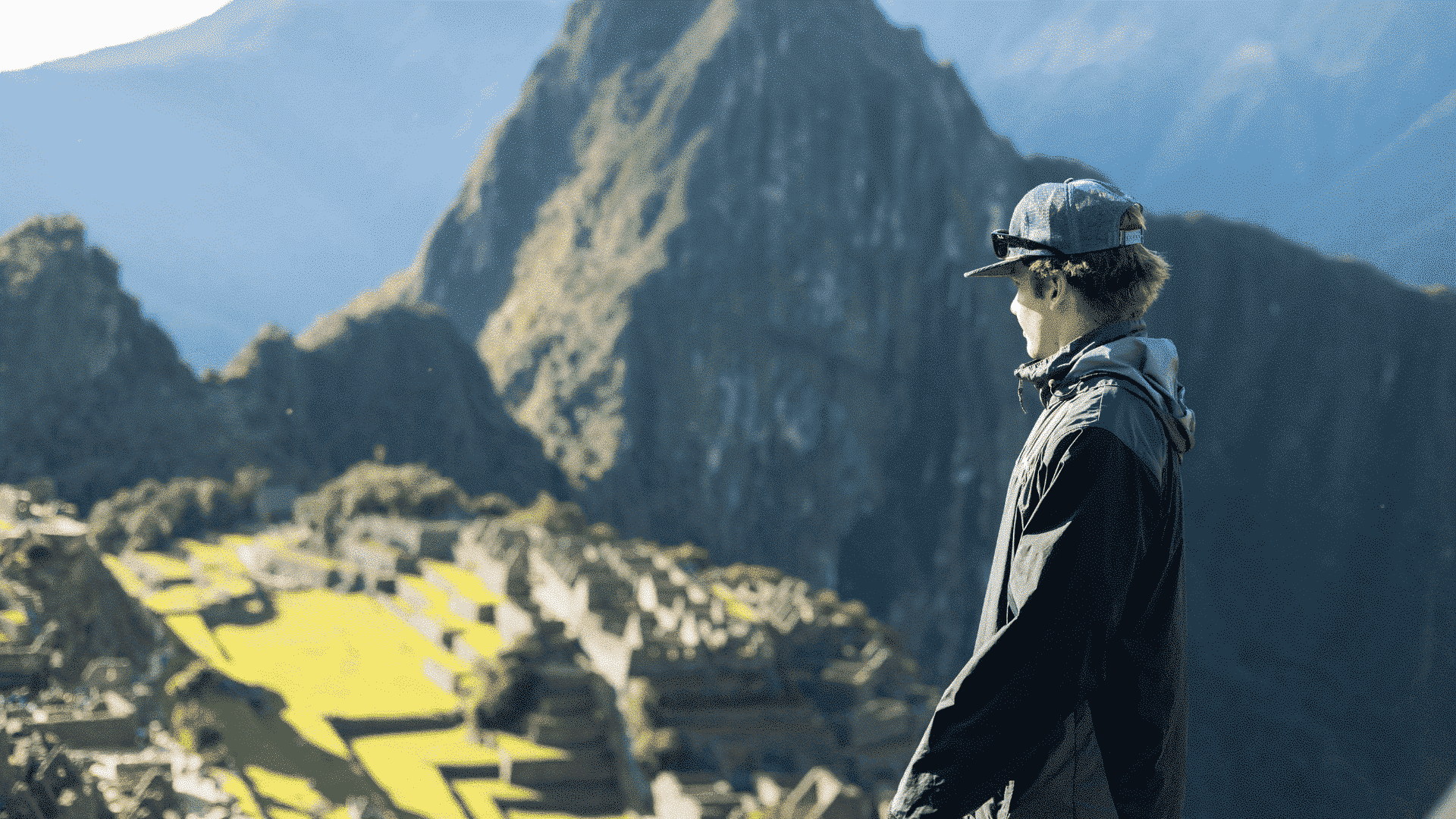 A Projects Abroad volunteer gazes over the famous lost city of Machu Picchu in Peru