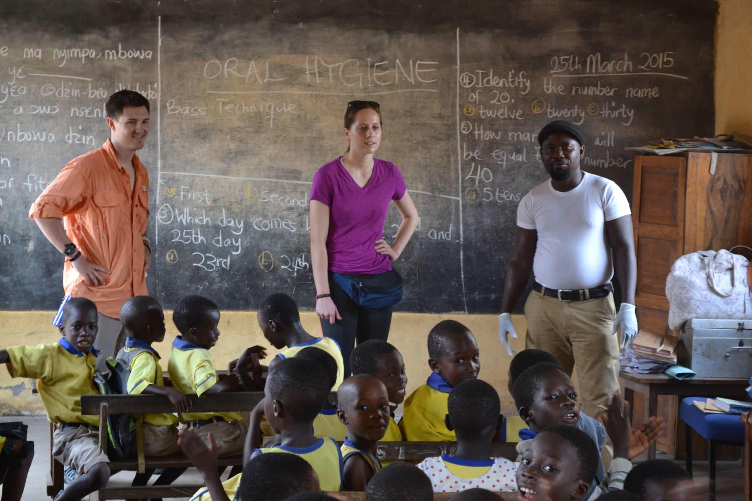 Projects Abroad nursing volunteers run a health campaign in a school in Ghana during their internship.