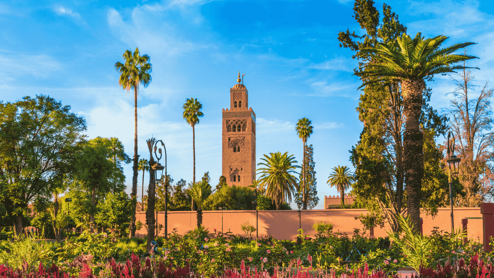 Koutoubia Mosque and garden in Marrakesh, Morocco