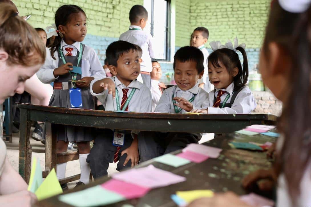 Young school children in the classroom, Nepal